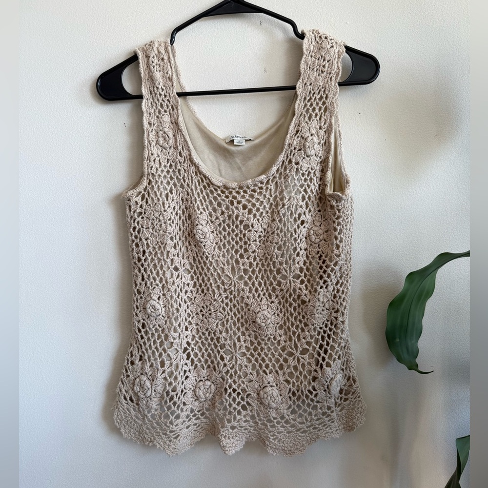 st. john's bay - crochet sleeveless boho tank top
